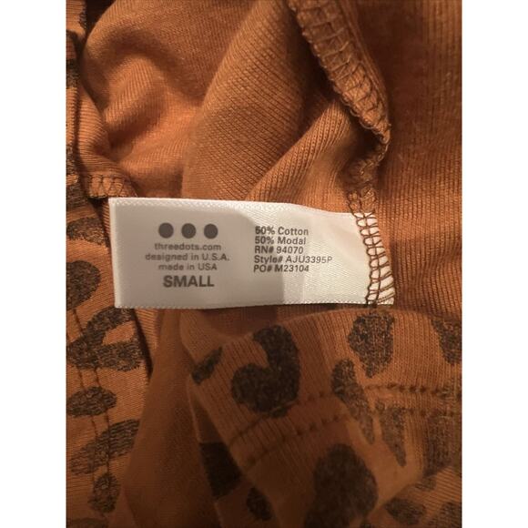 Three Dots Women’s Leopard Print Pocket Knit T-Shirt Orange & Black NWT Sz Small - Picture 8 of 8